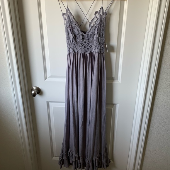 ONE LEFT! Free People Adella Maxi Slip Dress Slate - Picture 6 of 9